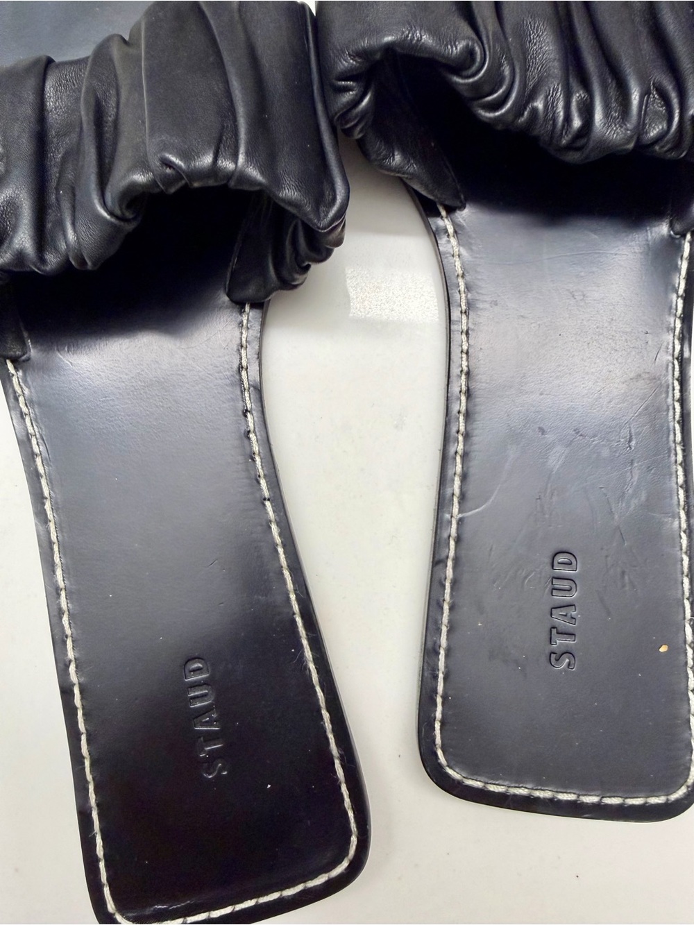 STAUD Nina Black Ruched Slide Sandals size 41 - Picture 3 of 6
